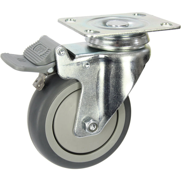 MZGRQ100STB <span>100 Kg Swivel Plate Total Brake 100mm Grey Rubber</span>
