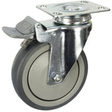 MZGRQ125STB - 120 Kg Swivel Plate Total Brake 125mm Grey Rubber