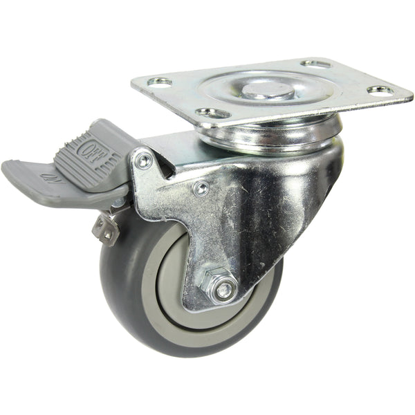 MZGRQ75STB <span>85 Kg Swivel Plate Total Brake 75mm Grey Rubber</span>