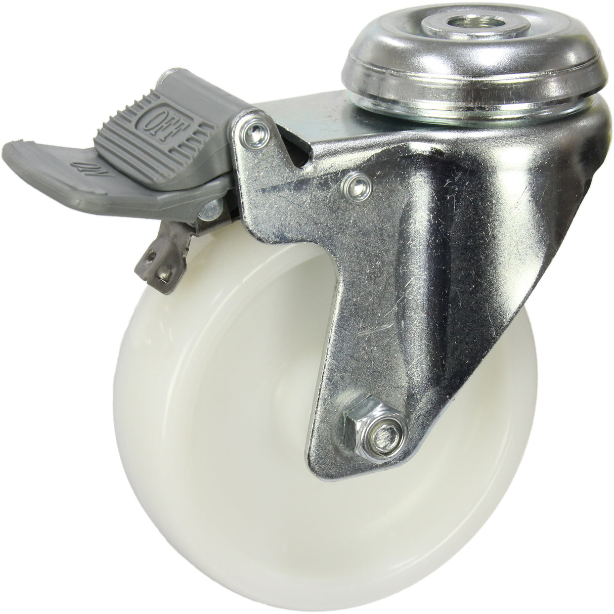 MZWNA100BHTB - 100 Kg Bolt-Hole Total Brake 100mm White Nylon