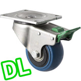OBQ100/OZPDL - 300 Kg Swivel Plate Direction Lock Only 100mm Blue Rubber