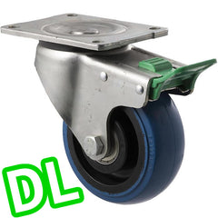 OBQ125/OZPDL - 350 kg Swivel Plate Direction Lock Only 125mm Blue Rubber