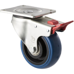 OBQ125/OZPTB - 350 kg Swivel Plate Total Brake 125mm Blue Rubber