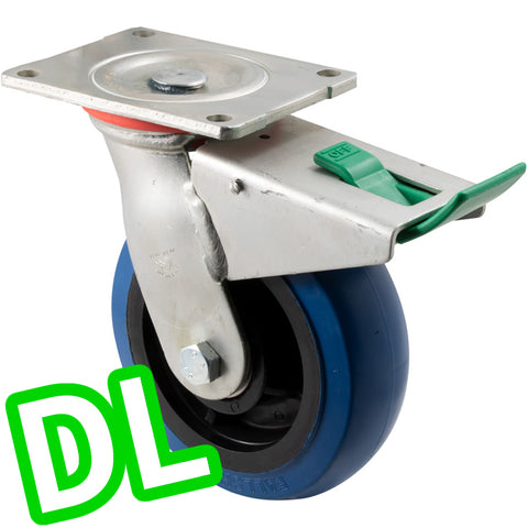 OBQ150/HZPDL H SERIES <span>400 Kg Swivel Plate <strong>Direction Lock Only</strong> 150mm Blue Rubber</span>