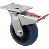 OBQ150/HZPTB - H SERIES 400 Kg Swivel Plate Total Brake 150mm Blue Rubber