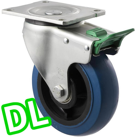 OBQ150/OZPDL <span>400 Kg Swivel Plate <strong>Direction Lock Only</strong> 150mm Blue Rubber</span>