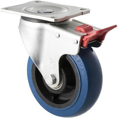 OBQ150/OZPTB - 400 kg Swivel Plate Total Brake 150mm Blue Rubber