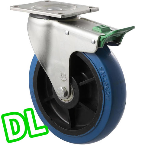 OBQ200/OZPDL <span>400 Kg Swivel Plate <strong>Direction Lock Only</strong> 200mm Blue Rubber</span>