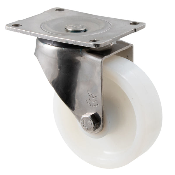 ONA125WS/OSP <span>400 Kg Stainless Steel Swivel Plate 125mm White Nylon</span>