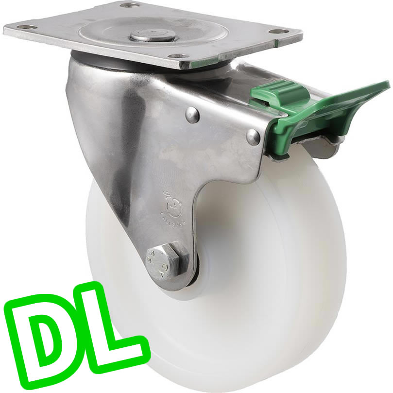 ONA150WS/OSPDL - 450 Kg Stainless Steel Swivel Plate Direction Lock Only 150mm White Nylon