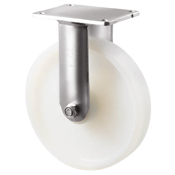 ONA200WS/HSF - 500 Kg Stainless Steel Fixed Plate 200mm White Nylon