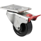 ONR100/OZPTB - 350 Kg Swivel Plate Total Brake 100mm Black Nylon