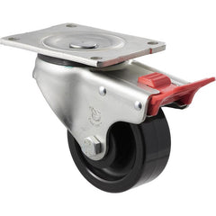 ONR100/OZPTB - 400 kg Swivel Plate Total Brake 100mm Black Nylon
