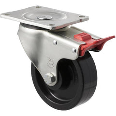ONR125/OZPTB - 400 kg Swivel Plate Total Brake 125mm Black Nylon