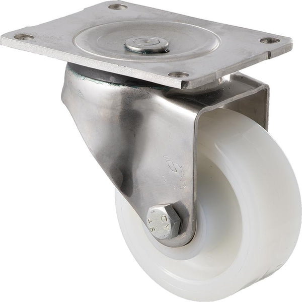 ONS100W/OSP <span>350 Kg Stainless Steel Swivel Plate 100mm White Nylon</span>