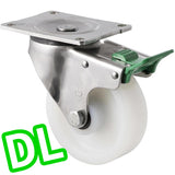 ONS125W/OSPDL - 380 Kg Stainless Steel Swivel Plate Direction Lock Only 125mm White Nylon