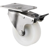 ONS125W/OSPTB - 380 Kg Stainless Steel Swivel Plate Total Brake 125mm White Nylon