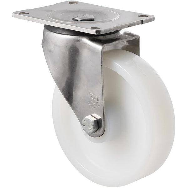 ONS150W/OSP <span>450 Kg Stainless Steel Swivel Plate 150mm White Nylon</span>