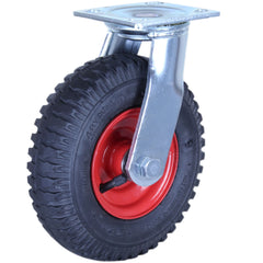 PZN250X4-PS - 120 kg Swivel Plate 220mm Black Rubber Pneumatic