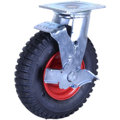 PZNW250X4-PS - 120 kg Swivel Plate Brake 220mm Black Rubber Pneumatic