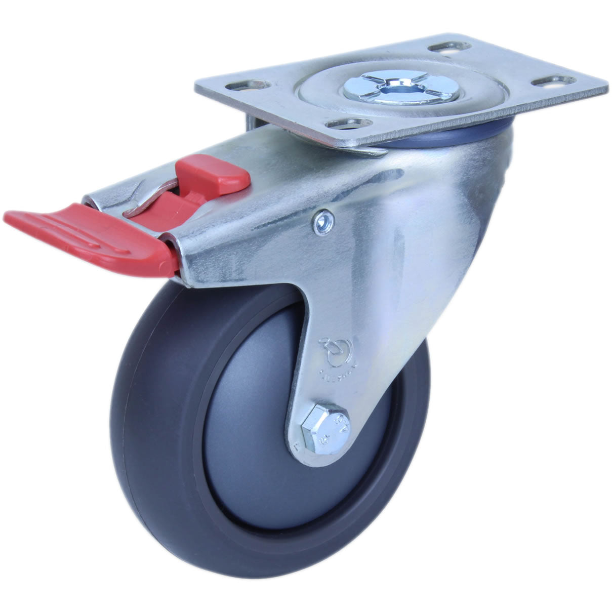 QUQ100G/MZPTB - 100 Kg Swivel Plate Total Brake 100mm Polyurethane