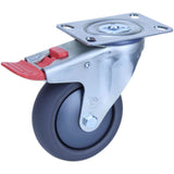 QUQ100G/MZPTB - 100 Kg Swivel Plate Total Brake 100mm Polyurethane