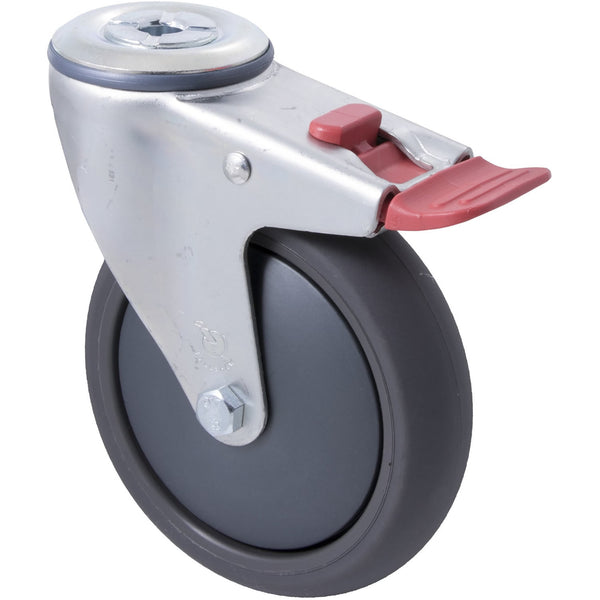 QUQ125G/MZHTB <span>100 Kg Bolt-Hole Total Brake 125mm Polyurethane</span>