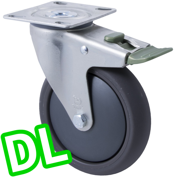 QUQ125G/MZPDL <span>100Kg Swivel Plate <strong>Direction Lock Only</strong> 125mm Polyurethane</span>