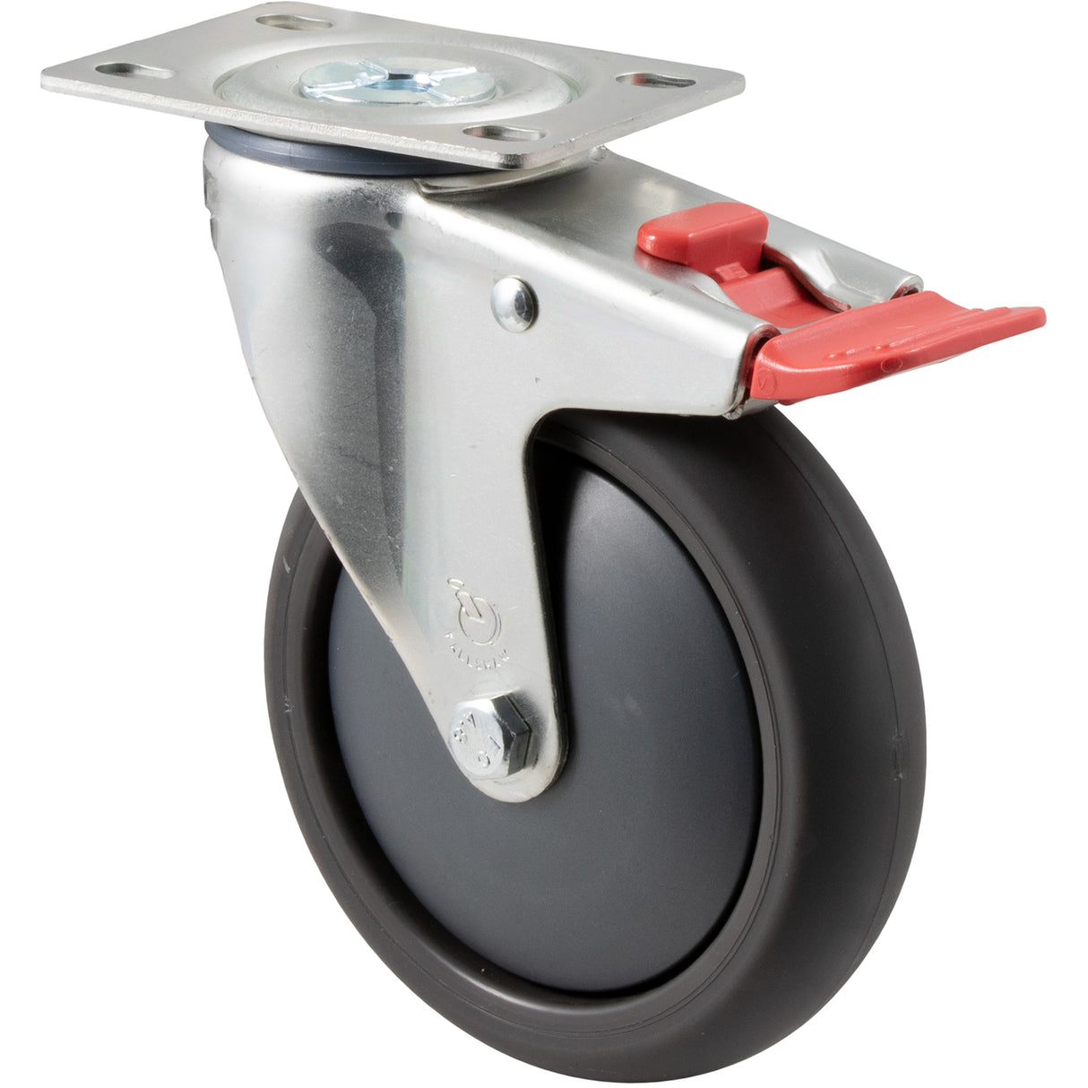QUQ125G/MZPTB - 100Kg Swivel Plate Total Brake 125mm Polyurethane