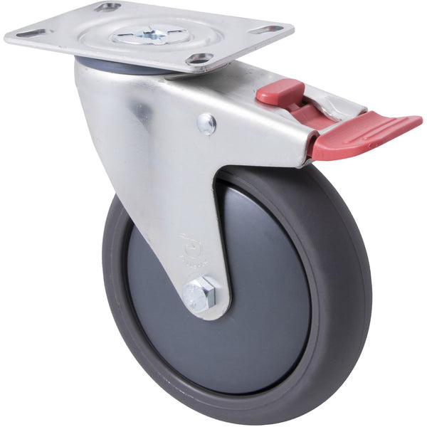 QUQ125G/MZPTB <span>100Kg Swivel Plate Total Brake 125mm Polyurethane</span>