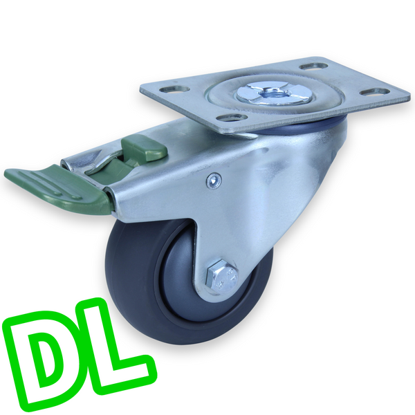 QUQ75G/MZPDL <span>100Kg Swivel Plate <strong>Direction Lock Only</strong> 75mm Polyurethane</span>