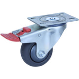 QUQ75G/MZPTB - 100Kg Swivel Plate Total Brake 75mm Polyurethane