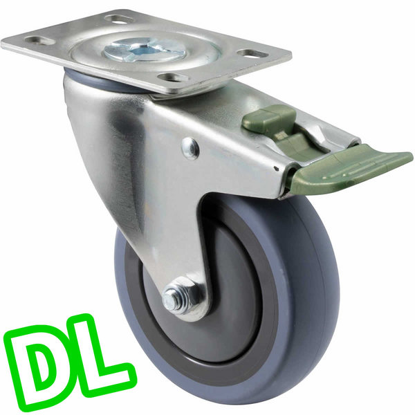 STQ100G/MZPDL <span>100 Kg Swivel Plate <strong>Direction Lock Only</strong> 100mm Grey Rubber</span>