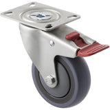 STQ100G/MZPTB - 100 Kg Swivel Plate Total Brake 100mm Grey Rubber