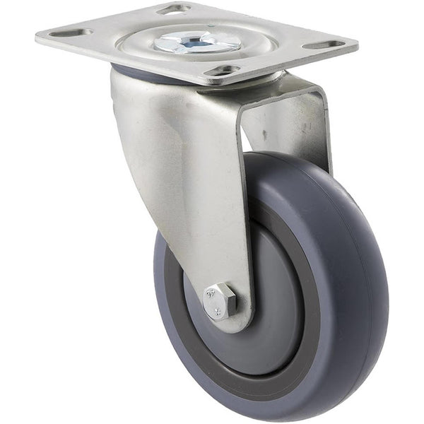 STQ100G/MZP <span>100 Kg Swivel Plate 100mm Grey Rubber</span>