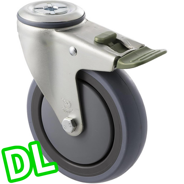 STQ125G/MZHDL <span>100 Kg Bolt-Hole <strong>Direction Lock Only</strong> 125mm Grey Rubber</span>