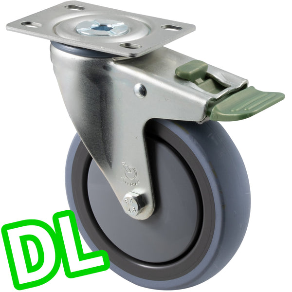 STQ125G/MZPDL <span>100 Kg Swivel Plate <strong>Direction Lock Only</strong> 125mm Grey Rubber</span>