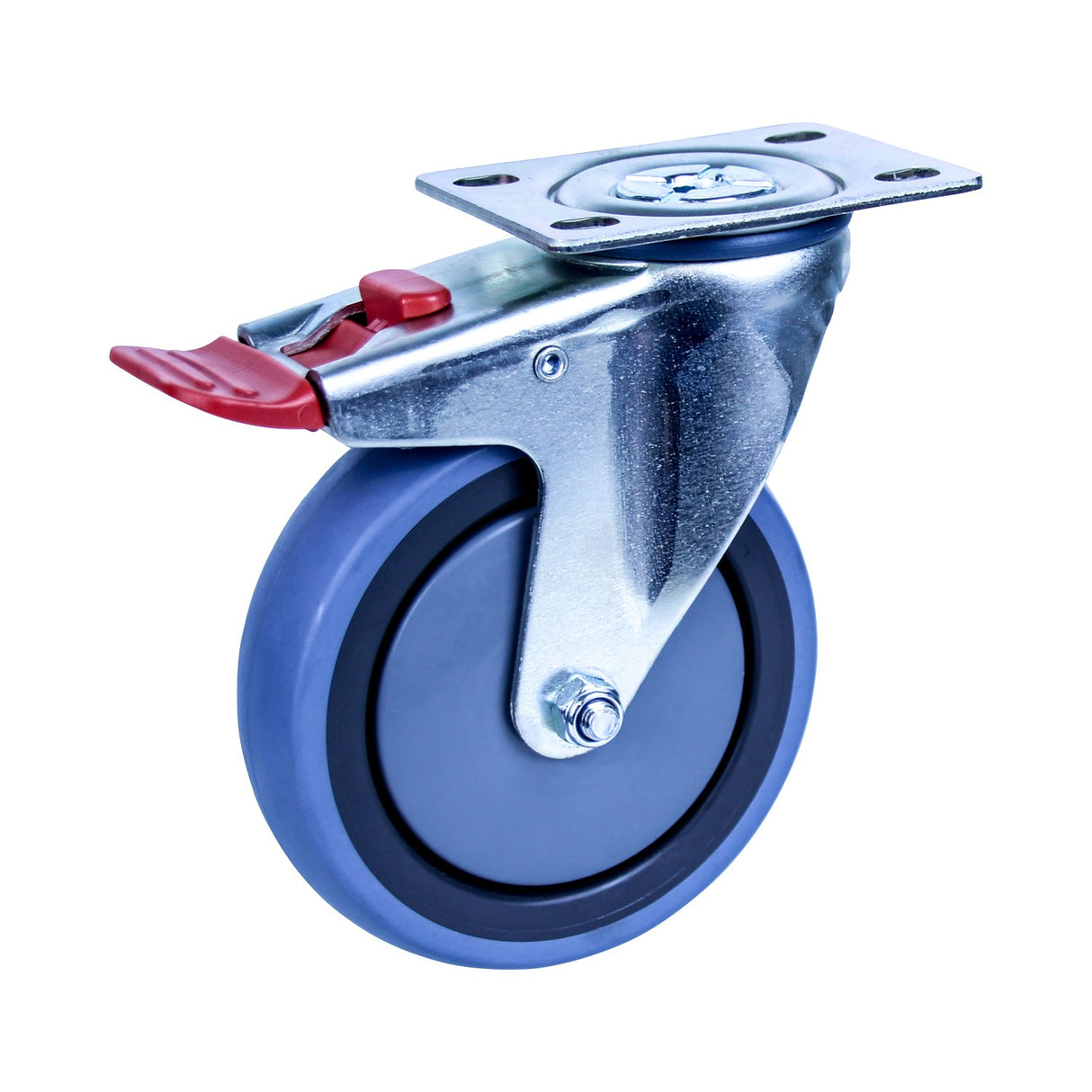 STQ125G/MZPTB - 100 Kg Swivel Plate Total Brake 125mm Grey Rubber