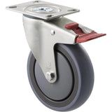 STQ125G/MZPTB - 100 Kg Swivel Plate Total Brake 125mm Grey Rubber