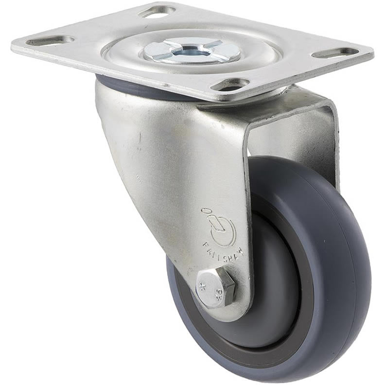 STQ75G/MZP - 100 Kg Swivel Plate 75mm Grey Rubber