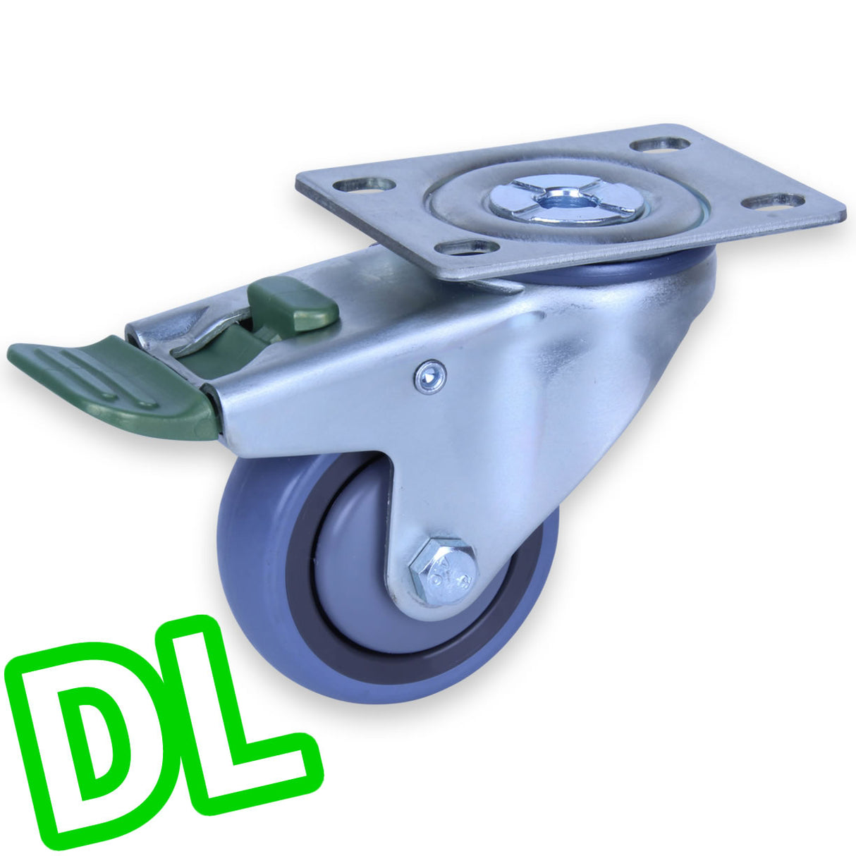 STQ75G/MZPDL - 100 Kg Swivel Plate Direction Lock Only 75mm Grey Rubber