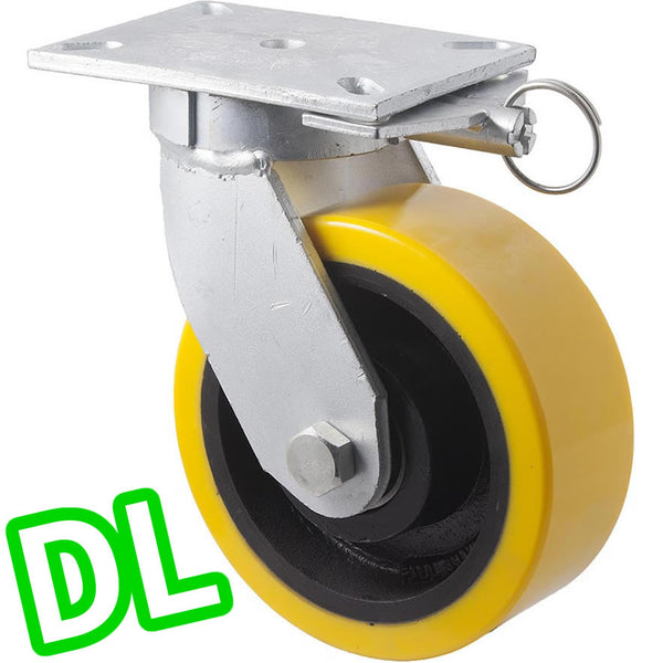 VUQ200/VZPDL <span>2000 Kg Swivel Plate <strong>Direction Lock Only</strong> 200mm Polyurethane</span>