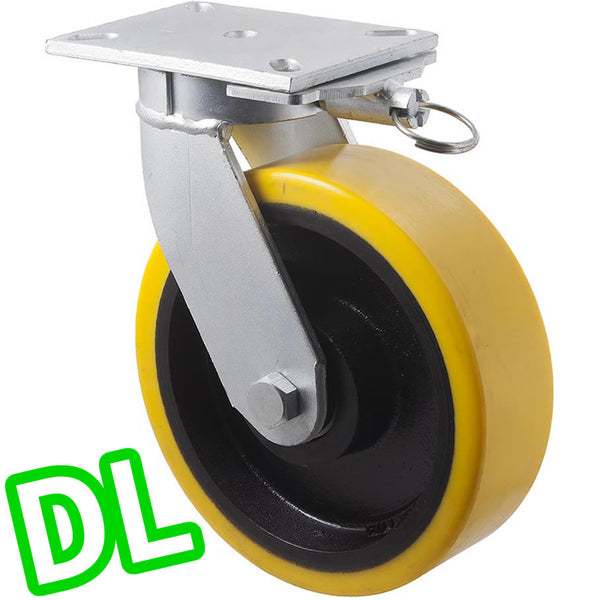 VUQ250/VZPDL <span>2000 Kg Swivel Plate <strong>Direction Lock Only</strong> 250mm Polyurethane</span>