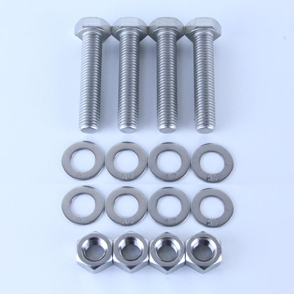 M12X60 S/S Set Screw + Flat Washer + Plain Nut Pack of 4 each to suit Plate Mount Castors