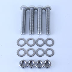 M12X75 S/S Set Screw + Flat Washer + Plain Nut Pack of 4 each to suit Plate Mount Castors