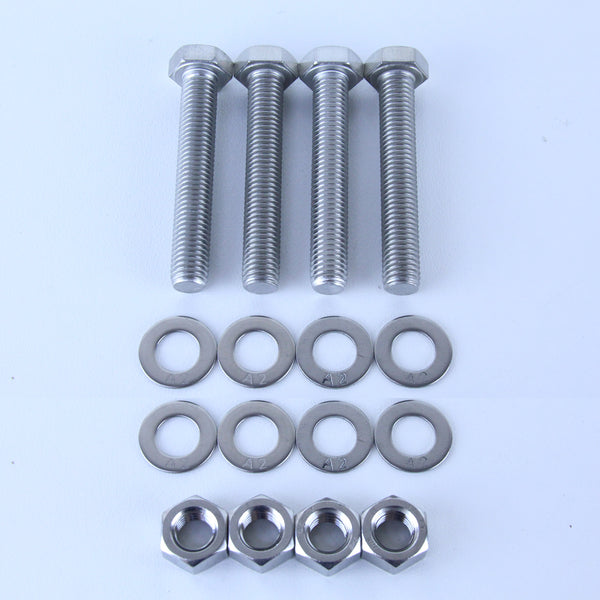 M12X75 S/S Set Screw + Flat Washer + Plain Nut Pack of 4 each to suit Plate Mount Castors