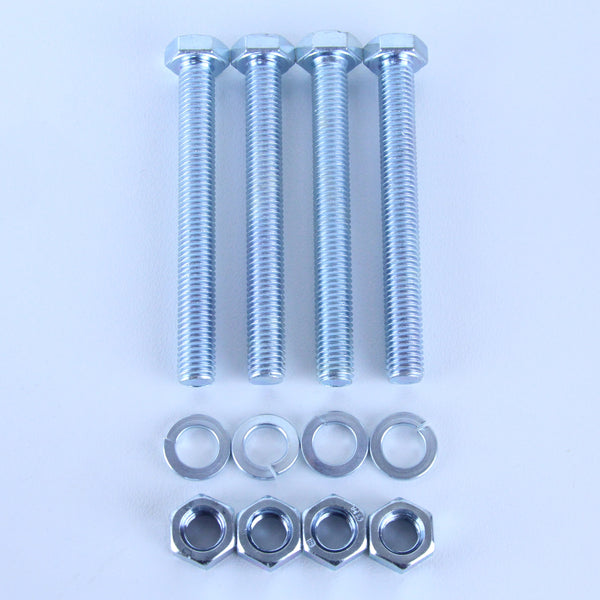 M10X90 Set Screw + Spring Washer + Plain Nut Pack of 4 each to suit Plate Mount Castors