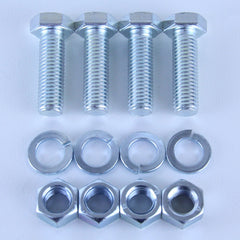 M12X40 Set Screw + Spring Washer + Plain Nut Pack of 4 each to suit Plate Mount Castors