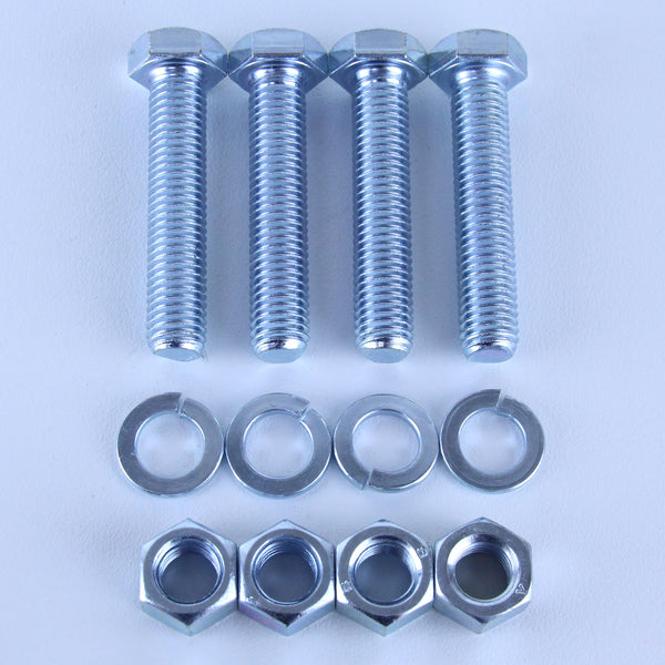 M12X60 Set Screw + Spring Washer + Plain Nut Pack of 4 each to suit Plate Mount Castors