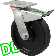 WNQ200/HZPDL - H SERIES 600 kg Swivel Plate Direction Lock Only 200mm Black Nylon